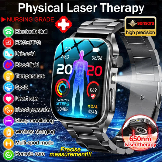 Smartwatch With Laser Therapy ECG Monitor And Blood Oxygen