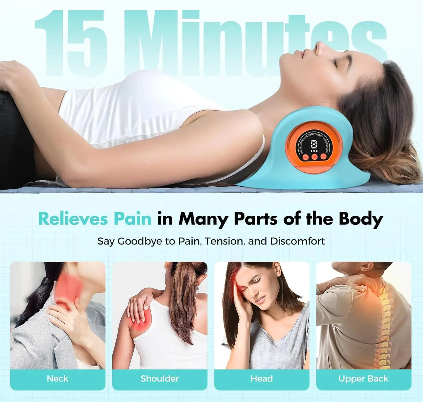 Rechargeable Portable Neck Massager Pillow Shiatsu With Heat And Vibration