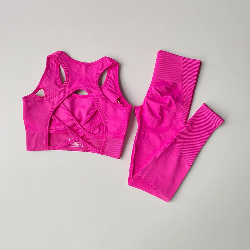 Two Piece Women Yoga Set Sports Bra Tank Top Leggings