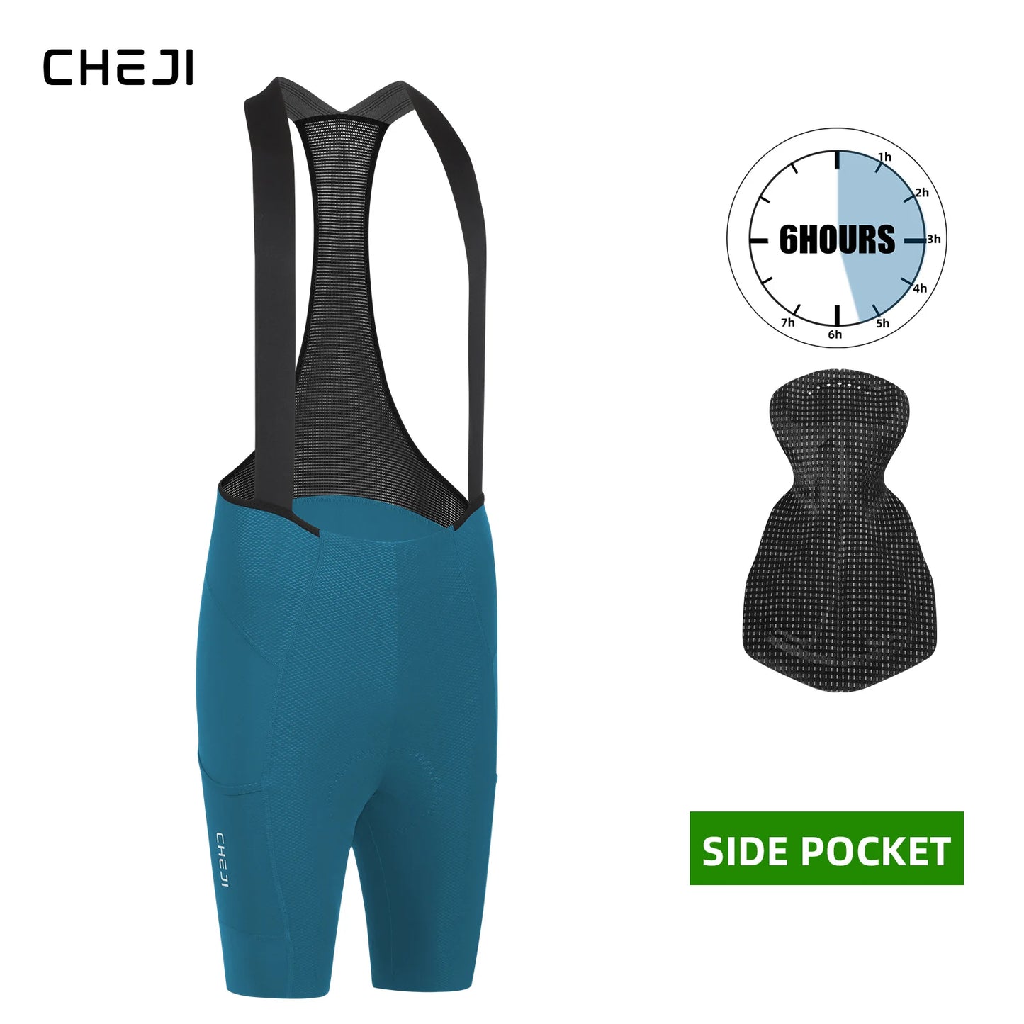 Cheji Men's Cycling Bib Shorts Seamless Comfort Quick Dry Breathable