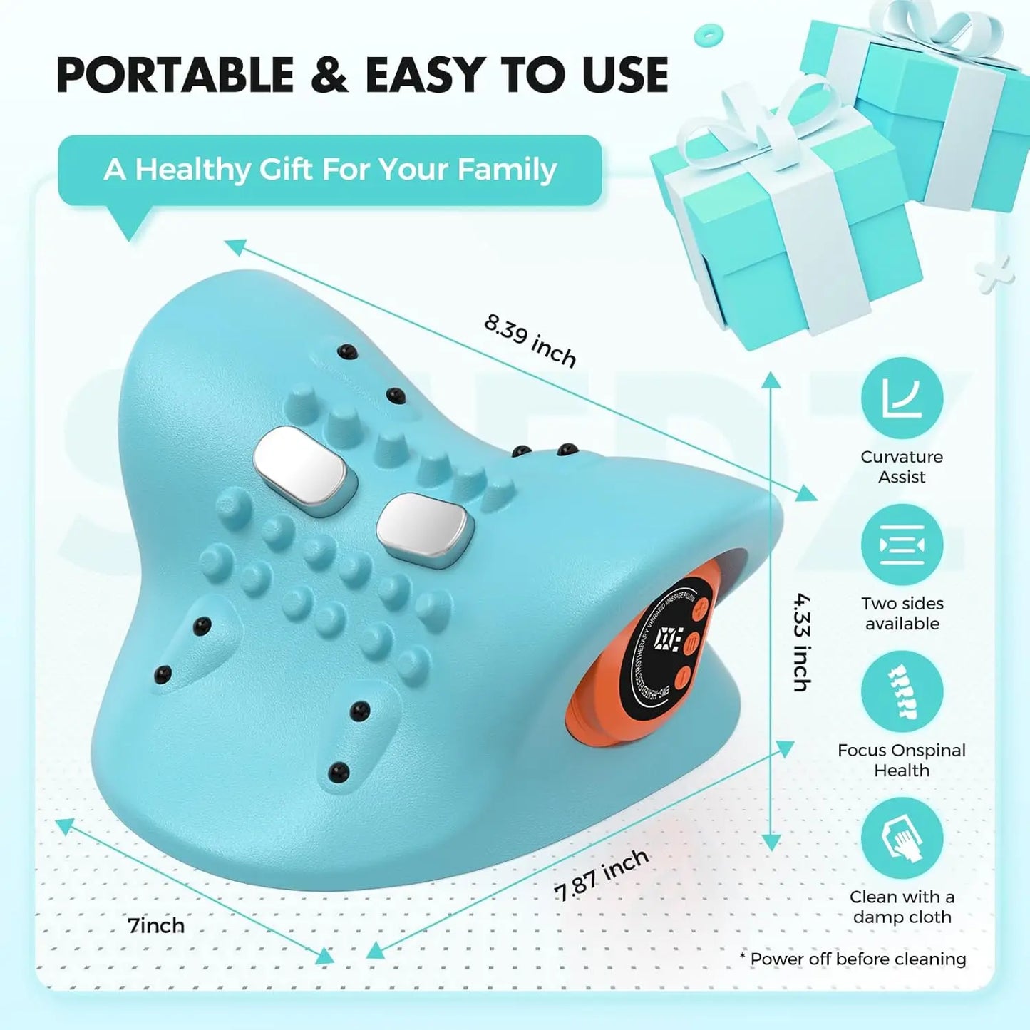 Rechargeable Portable Neck Massager Pillow Shiatsu With Heat And Vibration