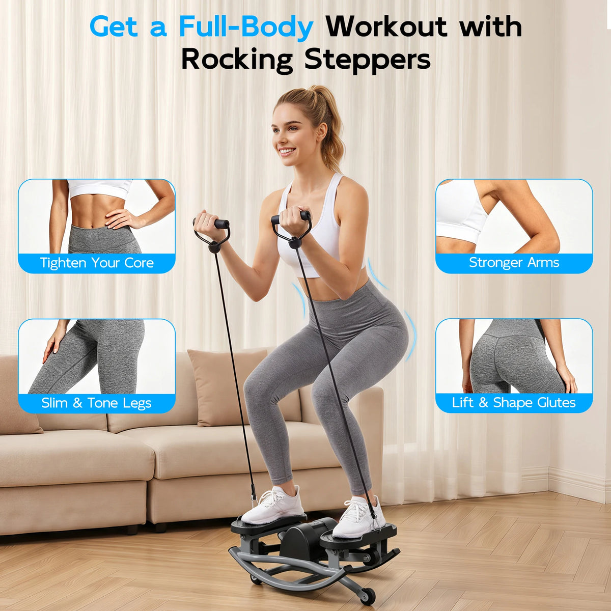 Multi Function Stair Climber With Digital Display And Resistance Bands