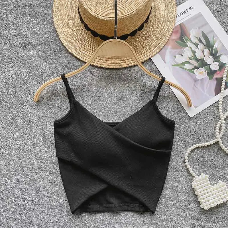 Yezw Irregular Casual Camisole Women Solid Slim Tank Top Strap Design