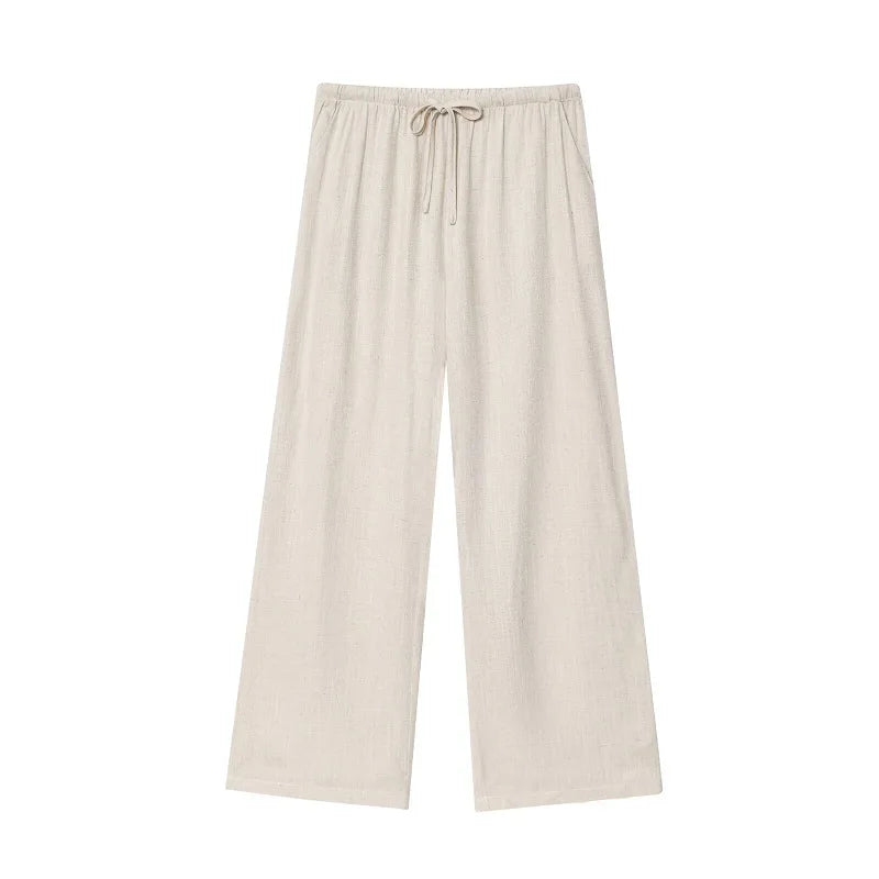 Mujer Women High Waist Pleated Wide Leg Casual Pants