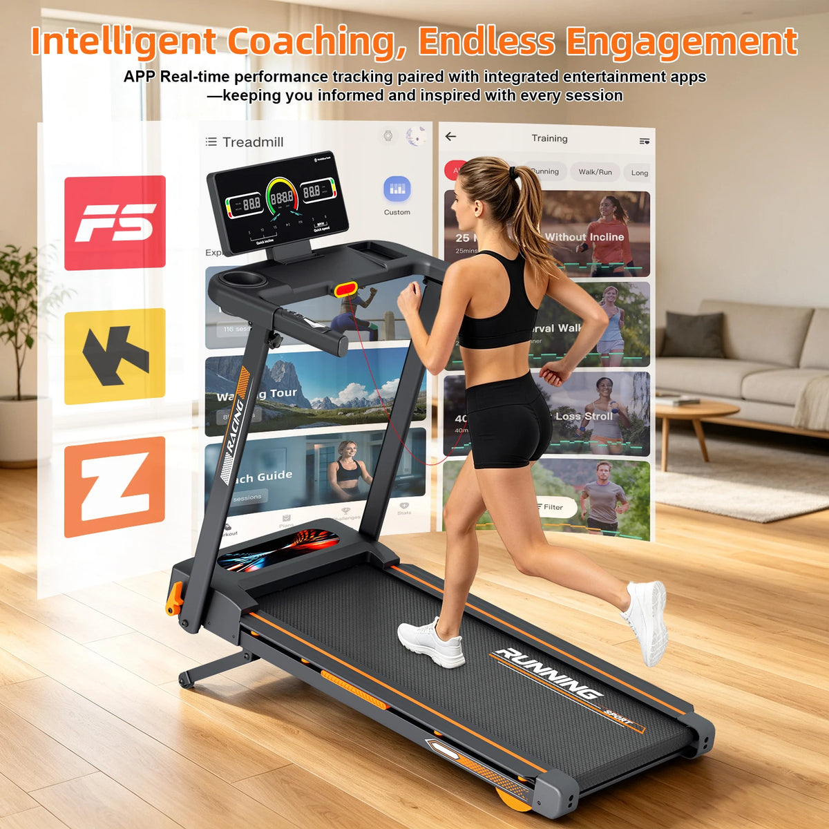 Folding Treadmill With Auto Incline And Quiet Motor For Home Workouts