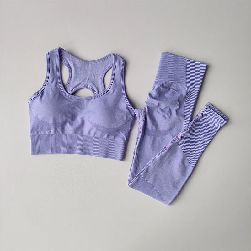 Two Piece Women Yoga Set Sports Bra Tank Top Leggings