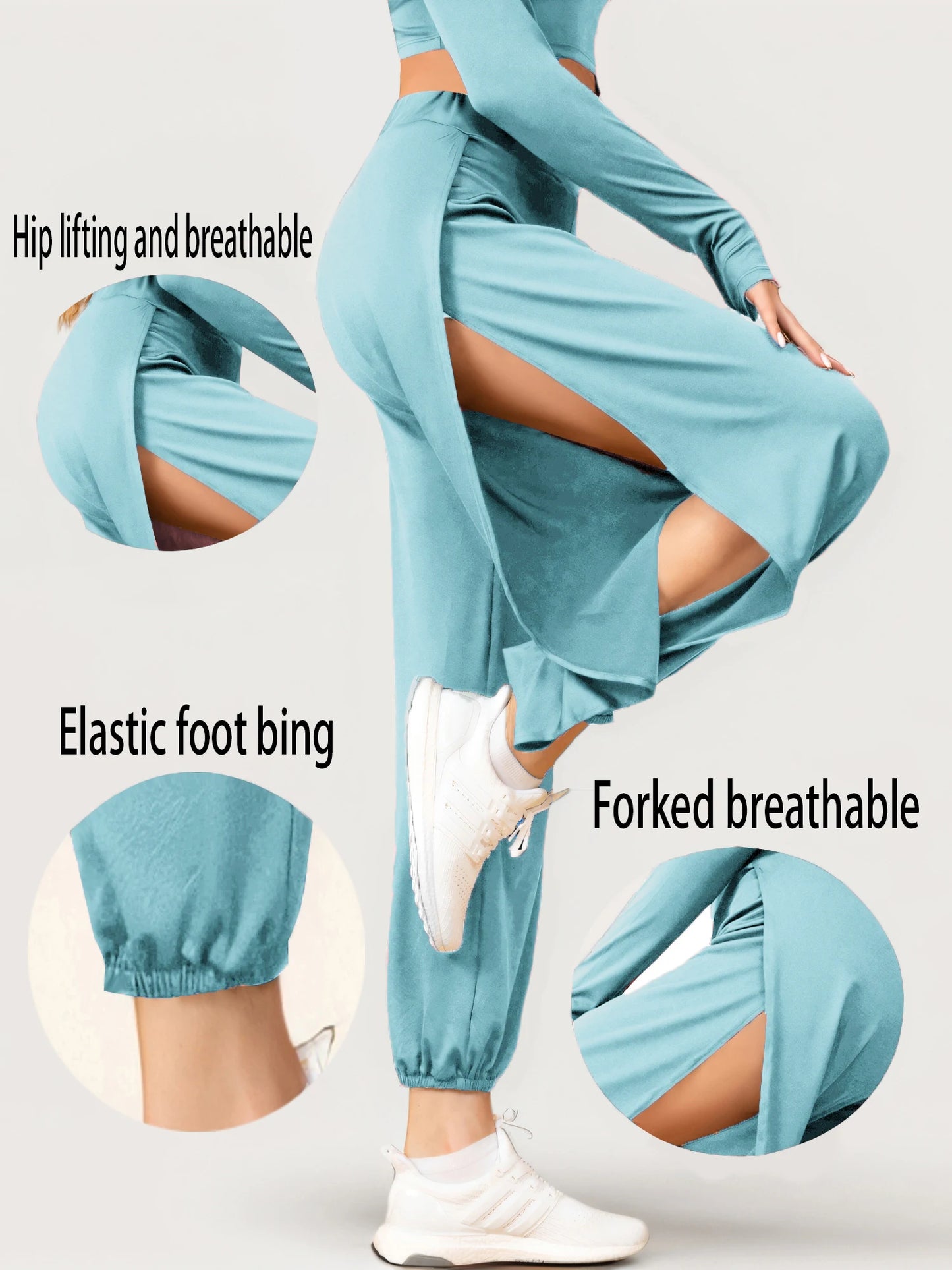 Elastic Waist Split Hippy Yoga Pants for Women High Waist