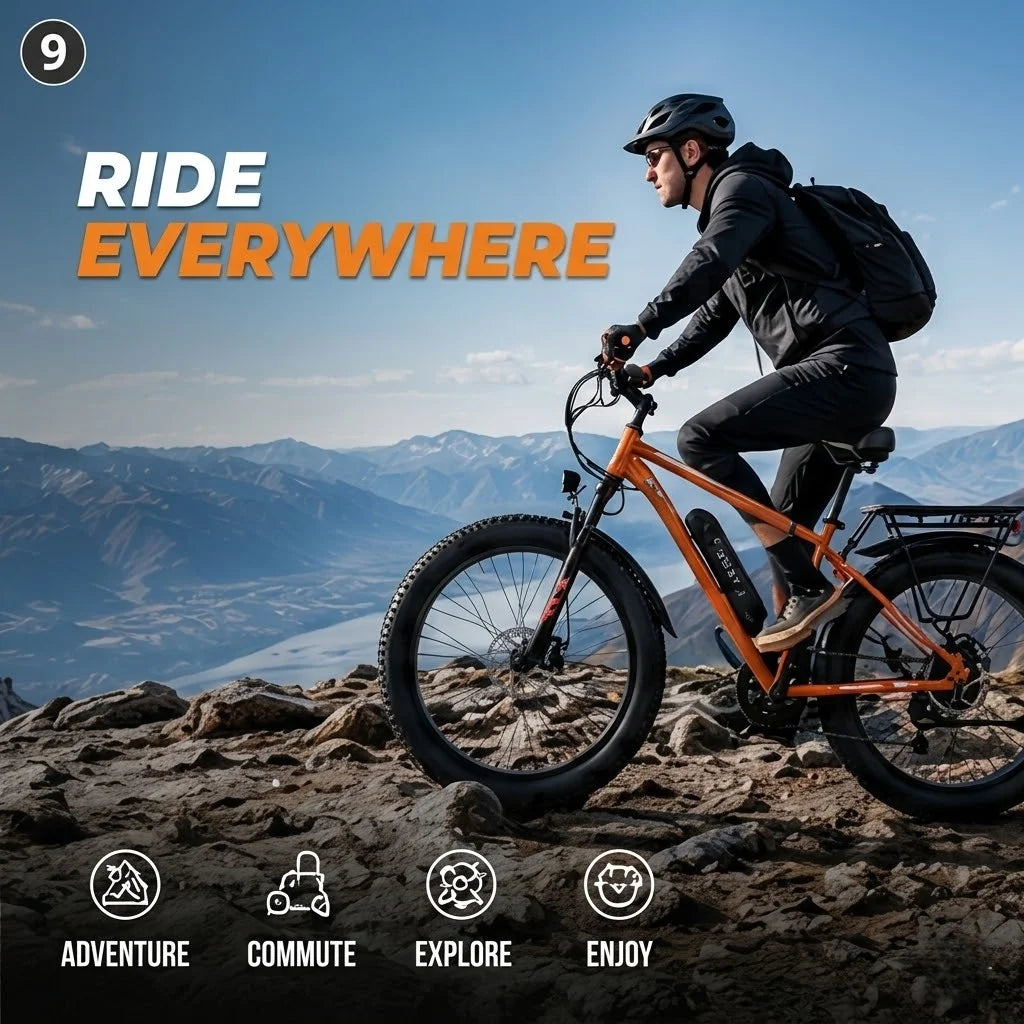 Electric Bicycle 1000W 48V 15Ah Battery Max Speed 28.6 Mph