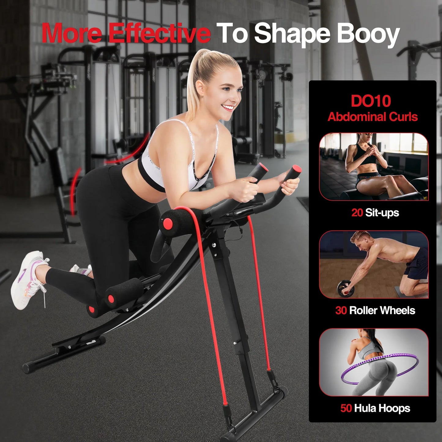 GIKPAL Foldable Ab Machine For Home Gym Core Trainer LCD