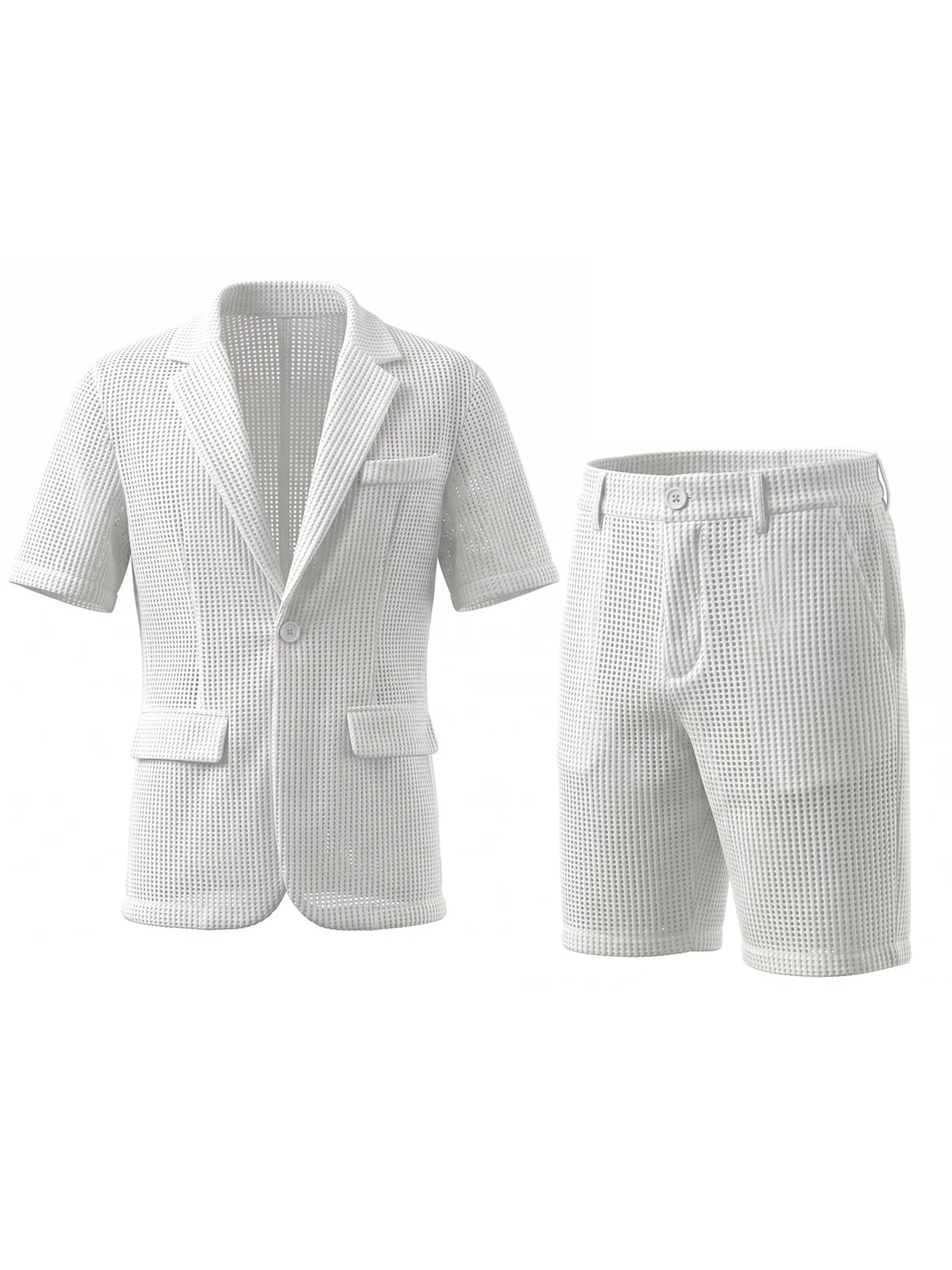 KIDWHXR Summer Men Suit Set Thin Plaid 2 Piece Outfit