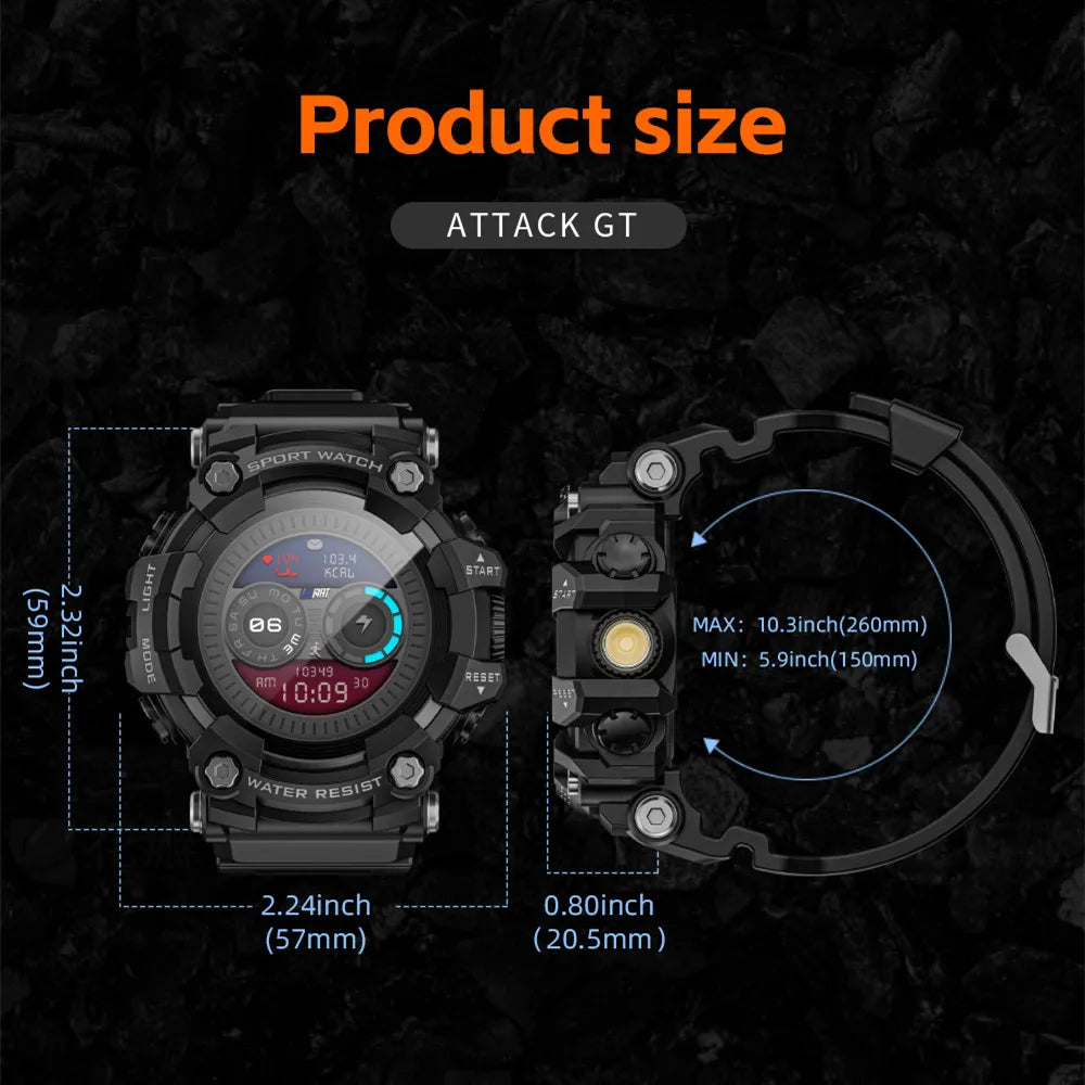 LOKMAT Rugged Sport Smart Watch Attack-GT Bluetooth Calls Waterproof