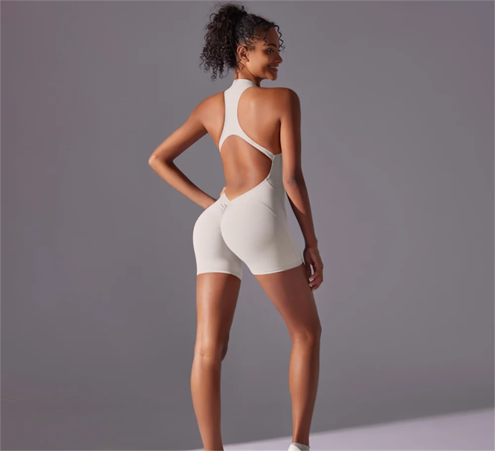 Women Breathable QuickDry HighIntensity Tight Fitting Back Jumpsuit