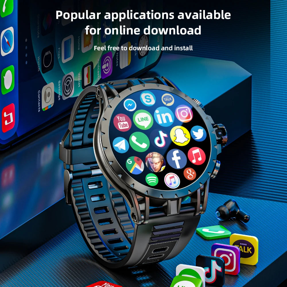 Lokmat Appllp Android Smartwatch 4G Phone Calls AMOLED Screen