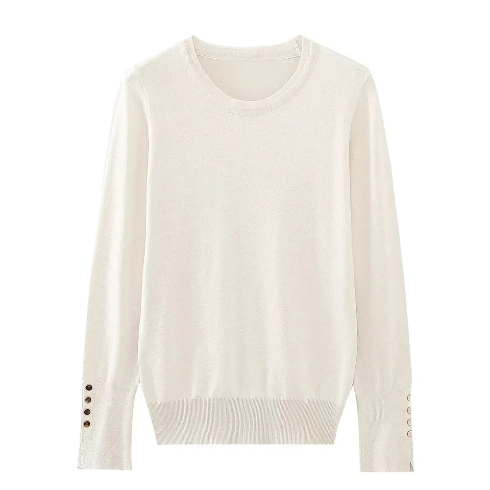 Others Loose Long Sleeve Round Neck Knit Sweater For Summer