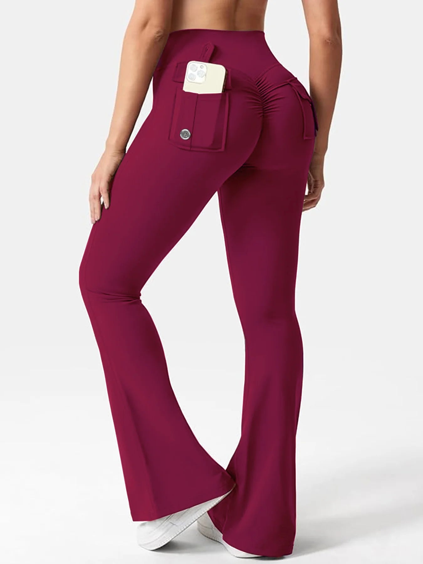 Women's Cargo Pocket Fitness Tights High Waist Yoga Running Pants