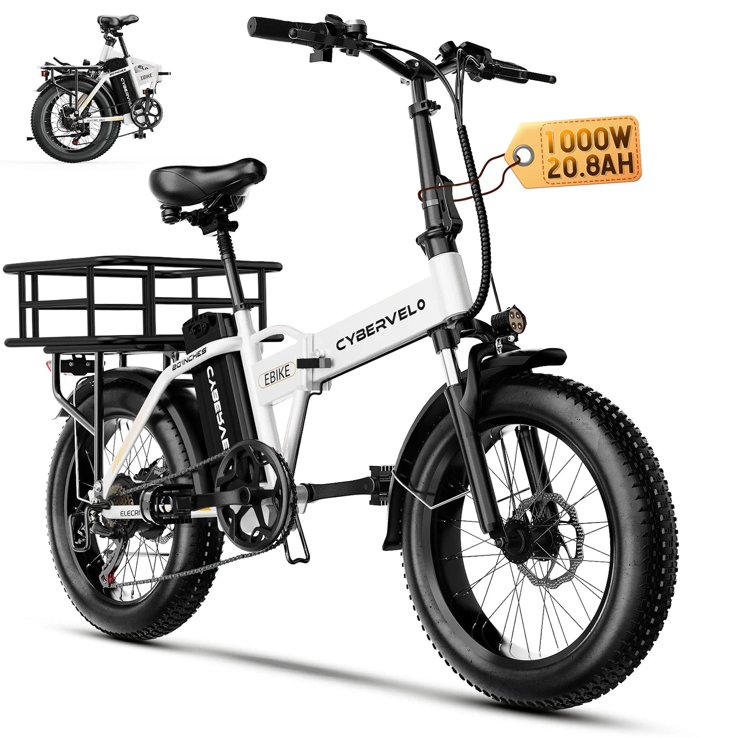 CYBERVELO EK4 1000W Folding Electric Bike 48V Battery