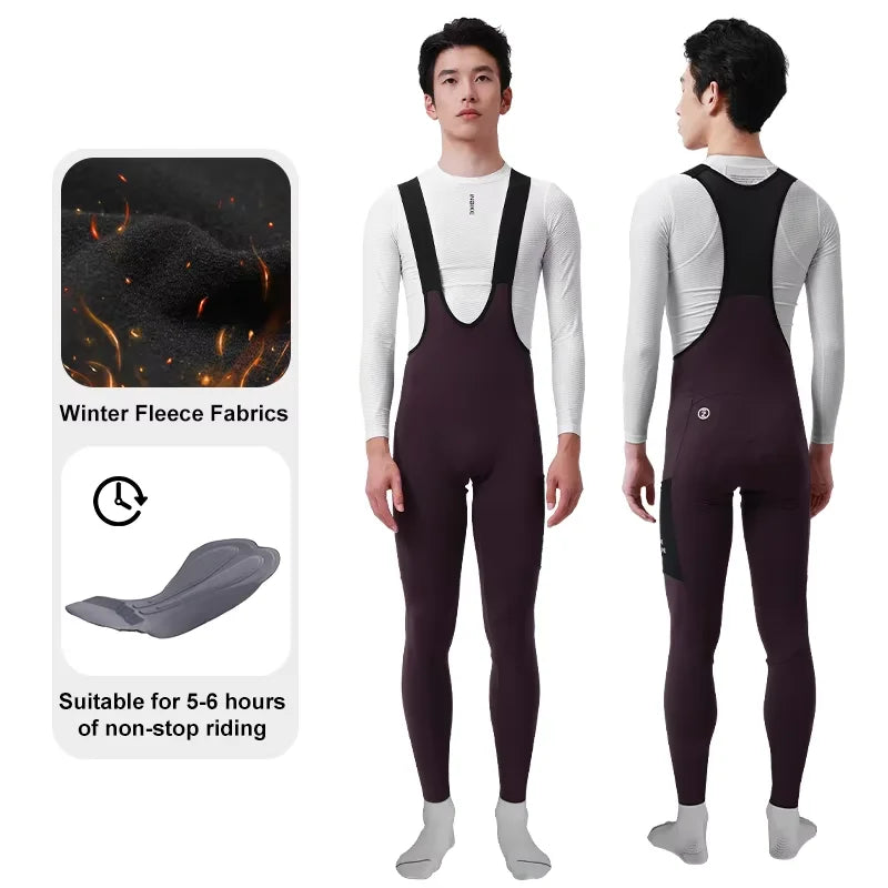 INBIKE Men's Winter Fleece Cycling Bib Pants With Gel Padding