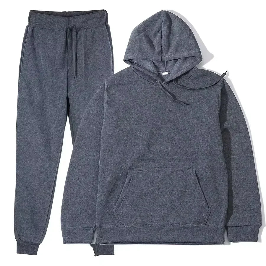 NONECN Winter Women Tracksuit Set Hooded Sweatpants Two Piece
