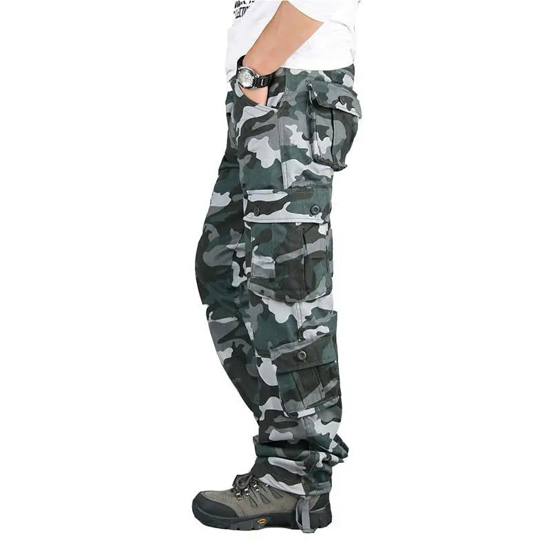 Men Tactical Cargo Pants Cotton Outdoor Hiking Trousers