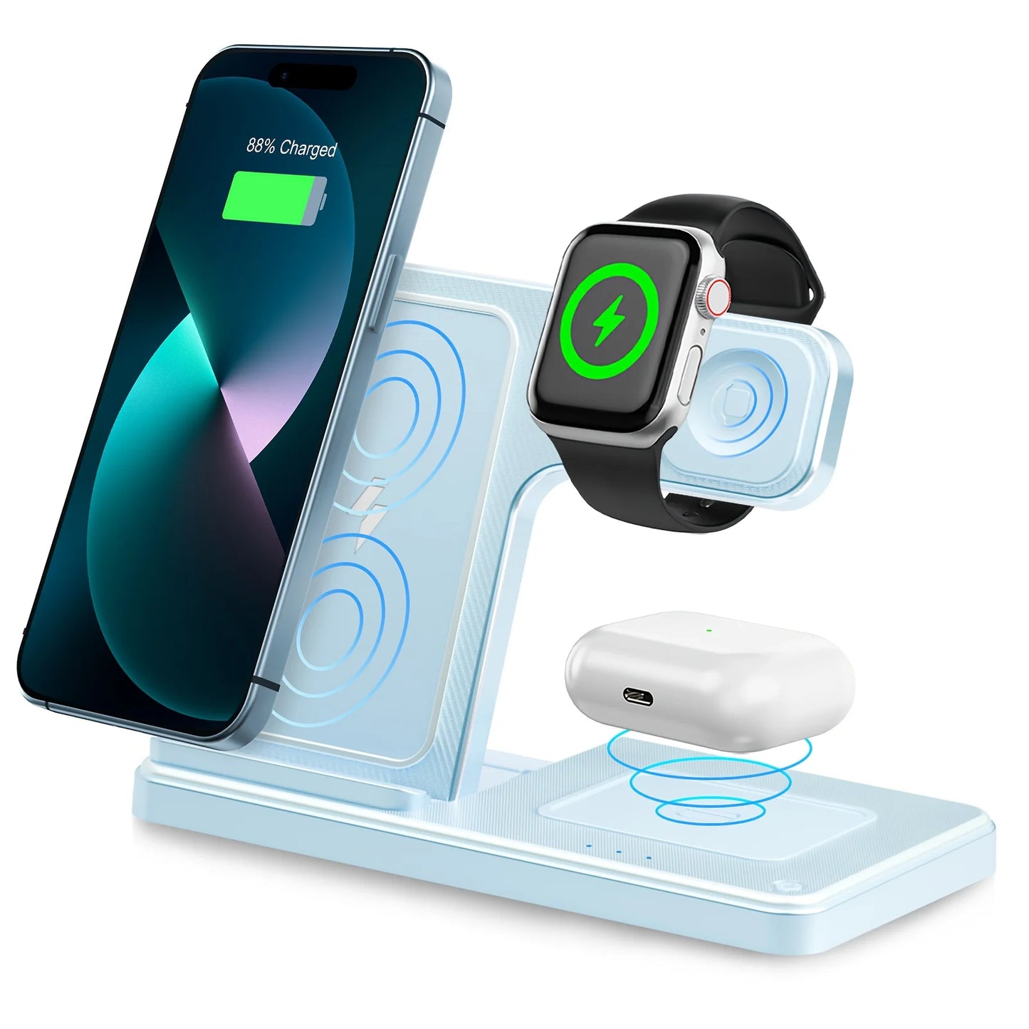3 In 1 Wireless Charging Station Magnetic Fast Charging 18W Foldable For IPhone 16 15 14 13 12 Pro/Pro Max/Plus/Watch & Airpods