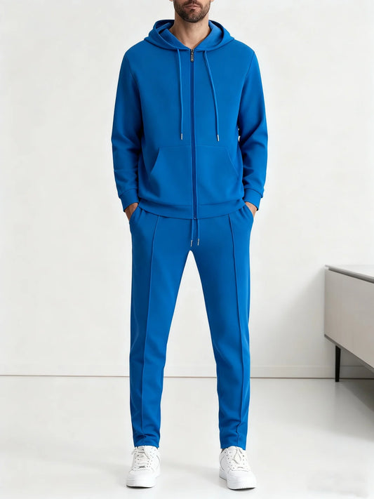 NONECN Spring Autumn Mens Waffle Tracksuit Set Hooded Jacket Pants