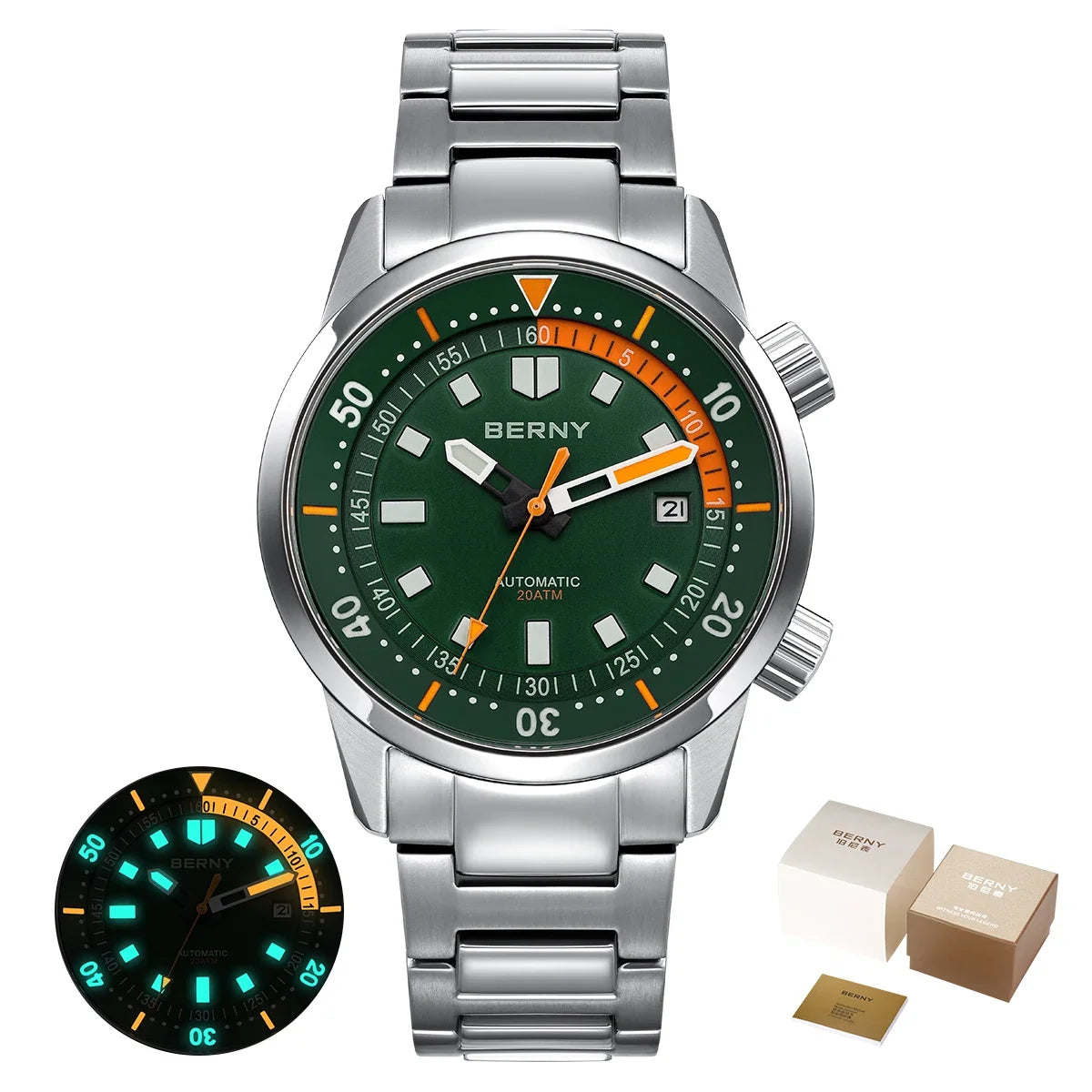 BERNY 200M Waterproof Automatic Diver Watch With Sapphire Glass