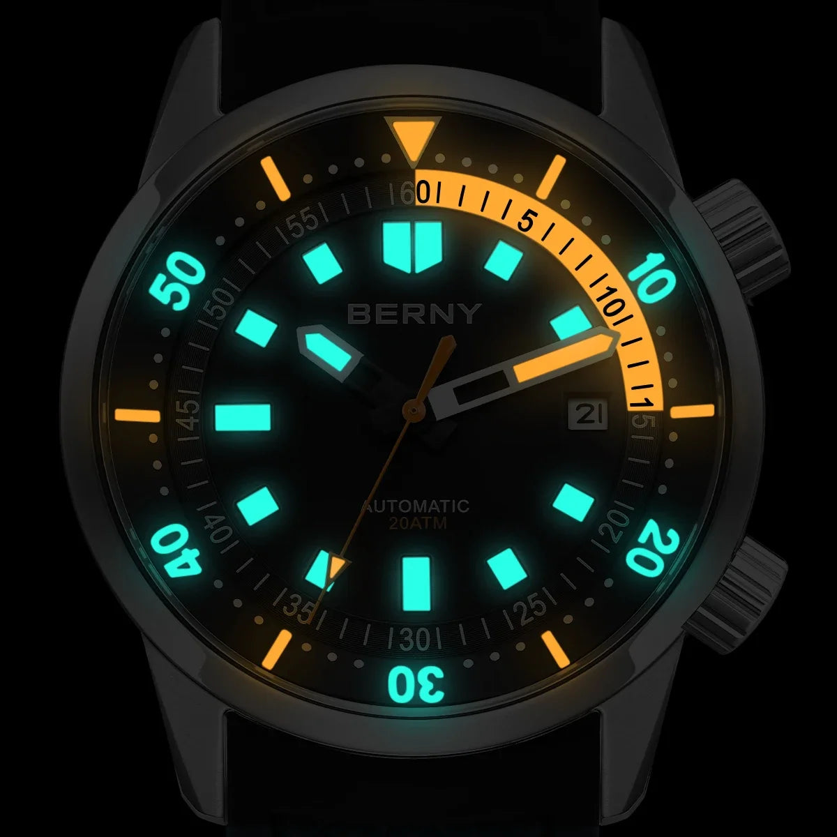 BERNY 200M Waterproof Automatic Diver Watch With Sapphire Glass