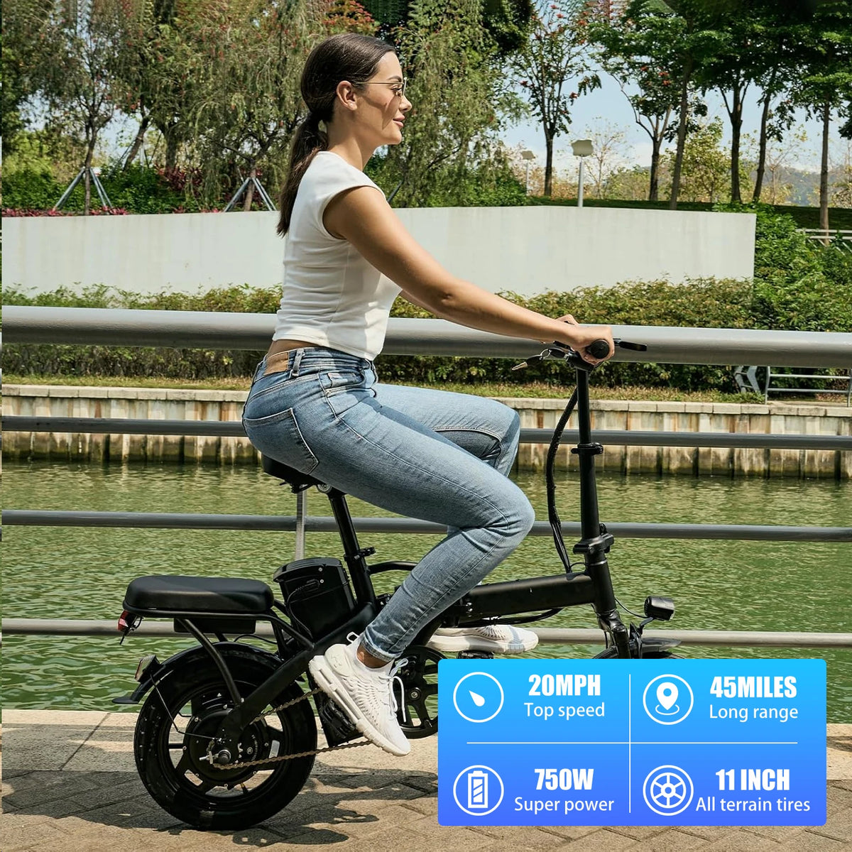 HEZZO T5 Folding Electric Bike 750W Peak Power Disc Brakes