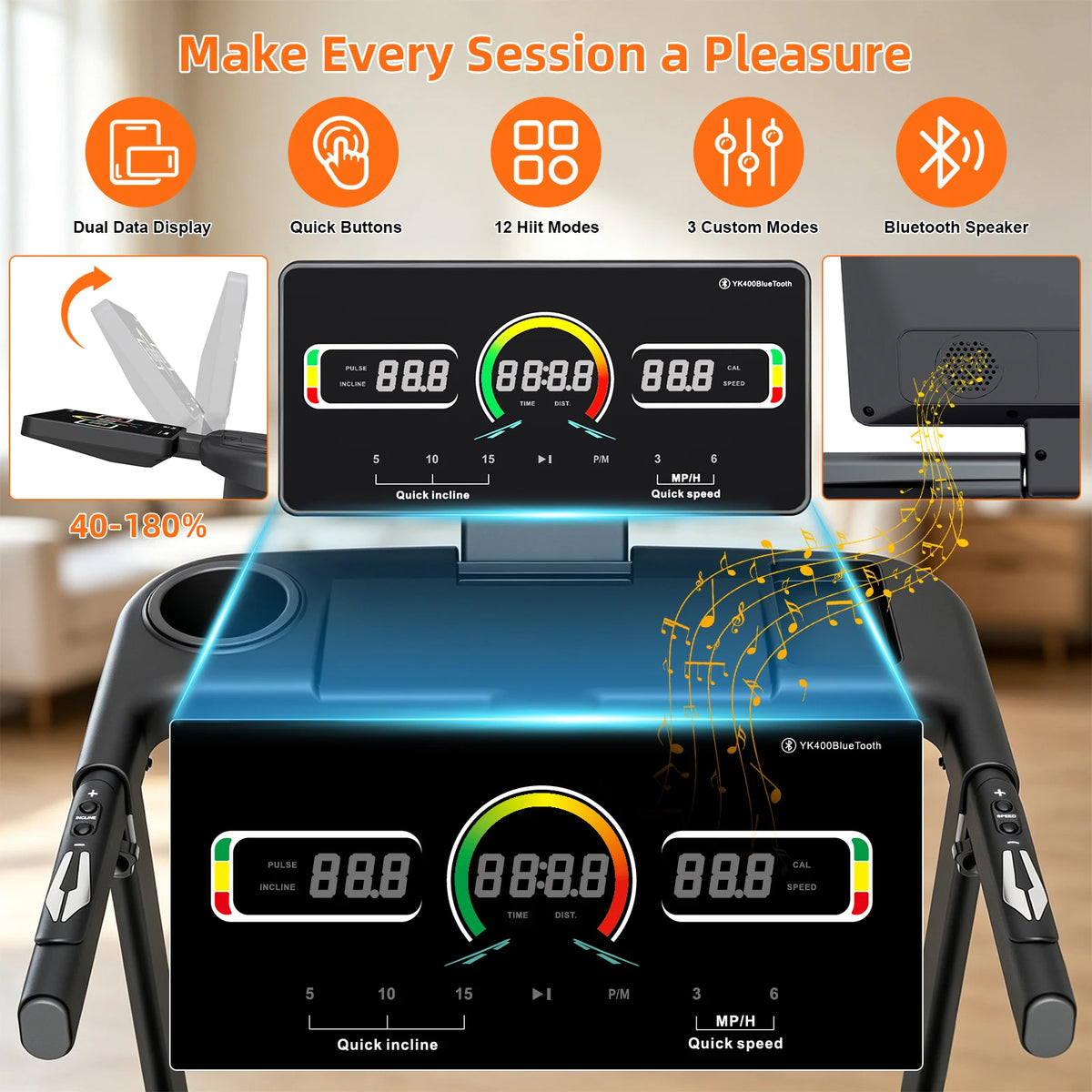 Folding Treadmill With Auto Incline And Quiet Motor For Home Workouts