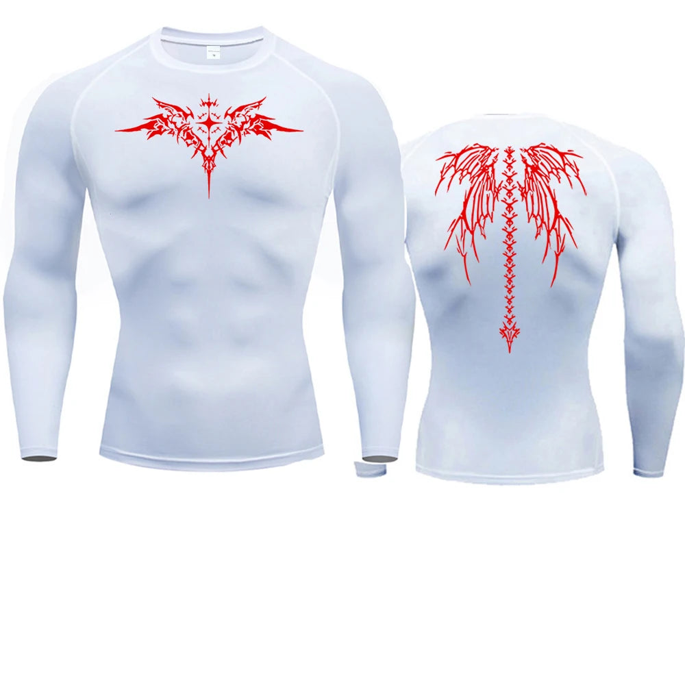 Anime Print Compression Shirt For Men Quick Dry Running Tee