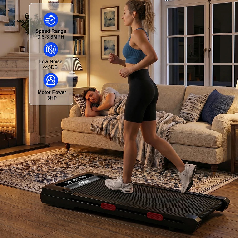 Superun 3.0HP Incline Under Desk Walking Pad Treadmill for Home