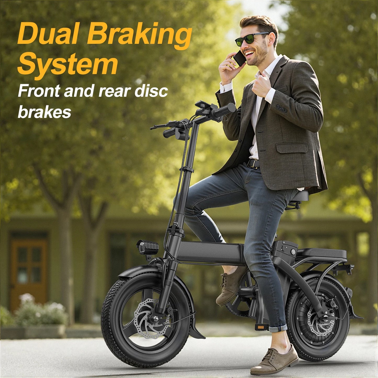 Electric Foldable Bike 750W Peak Motor Removable Battery LCD Display