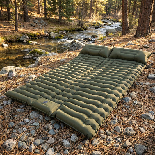 NONED Camping Sleeping Mat with Pillow Portable Built-in Foot Pump