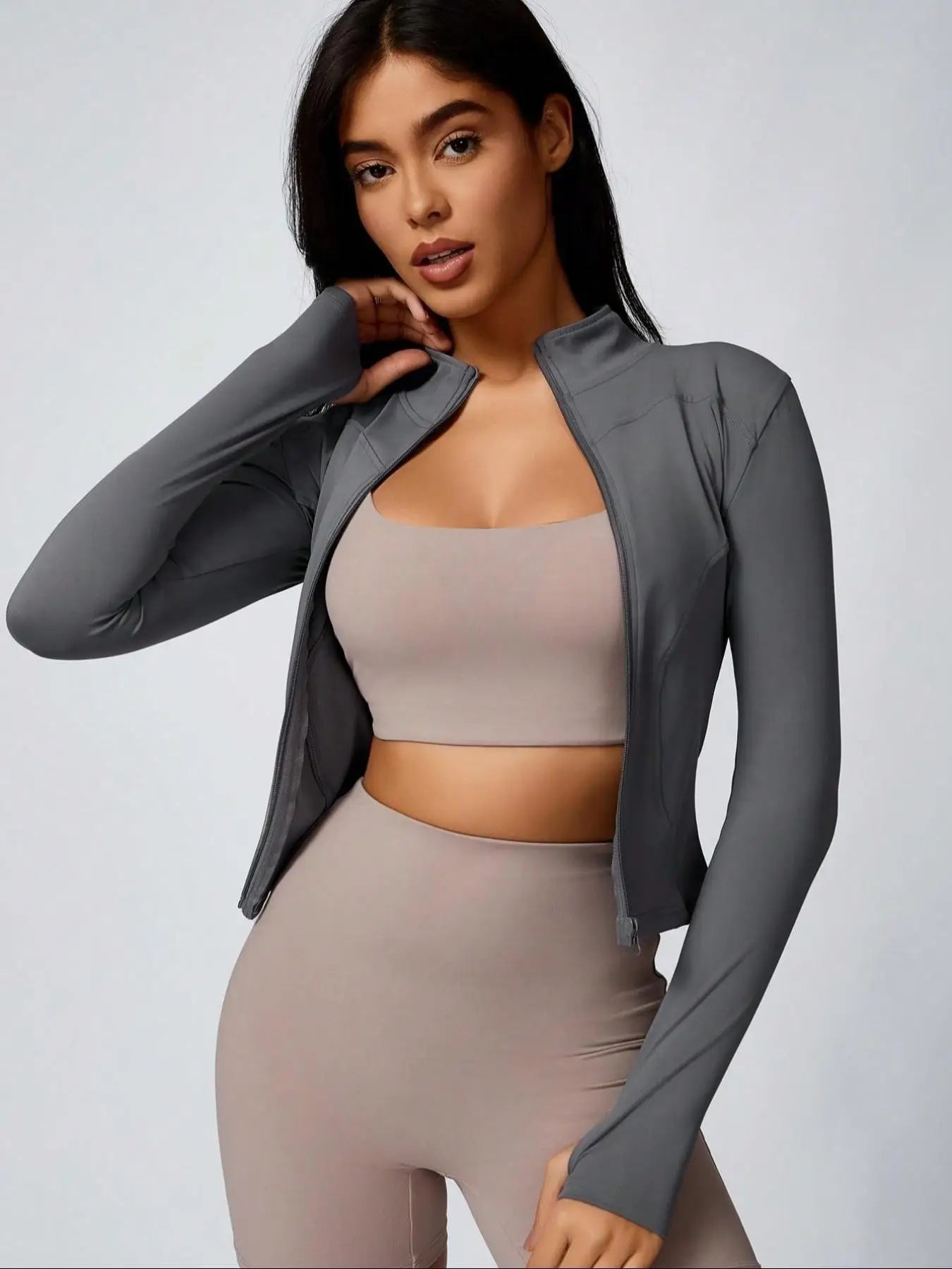 NONECN Fitfemme Womens Full Zip Long Sleeve Workout Jacket