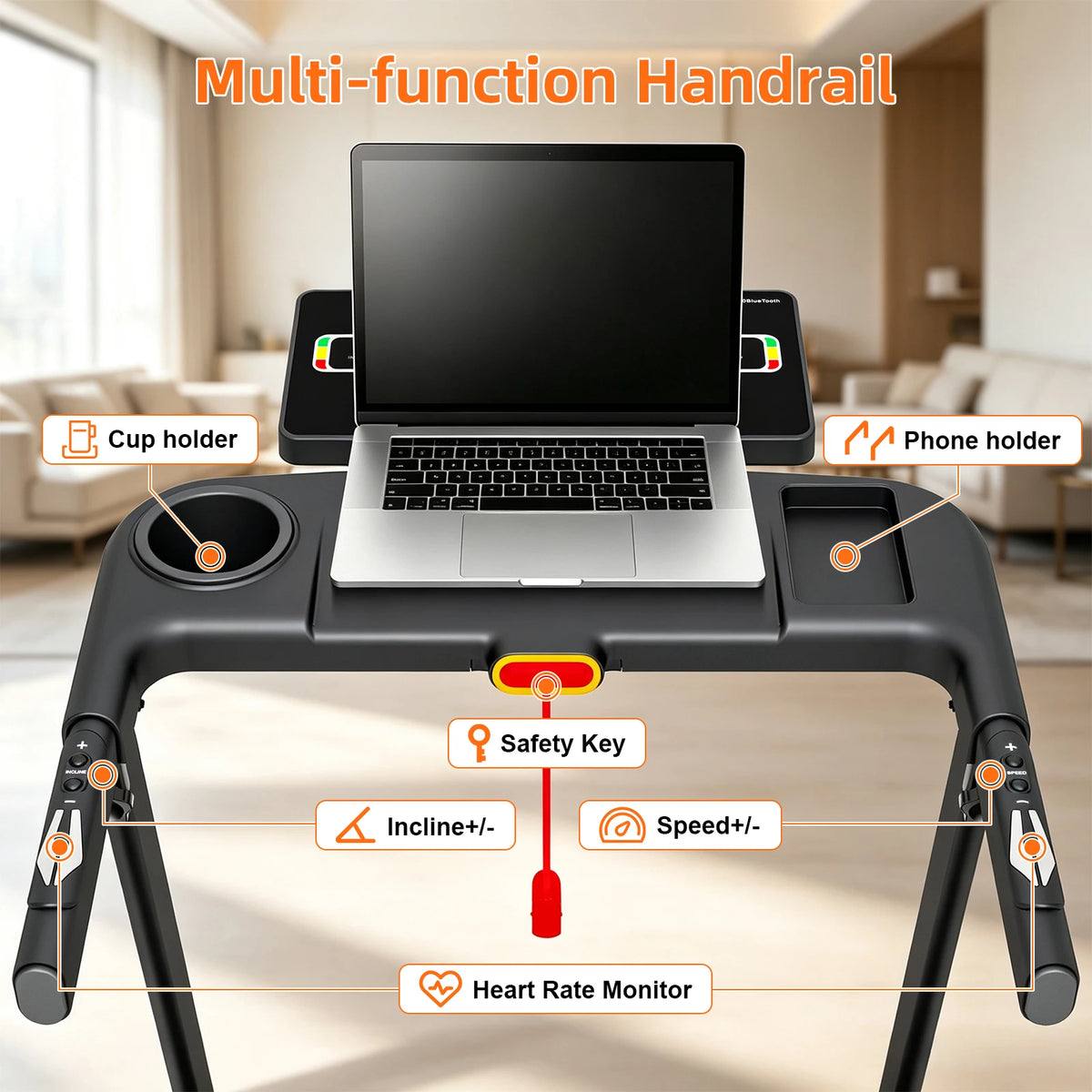 Folding Treadmill With Auto Incline And Quiet Motor For Home Workouts