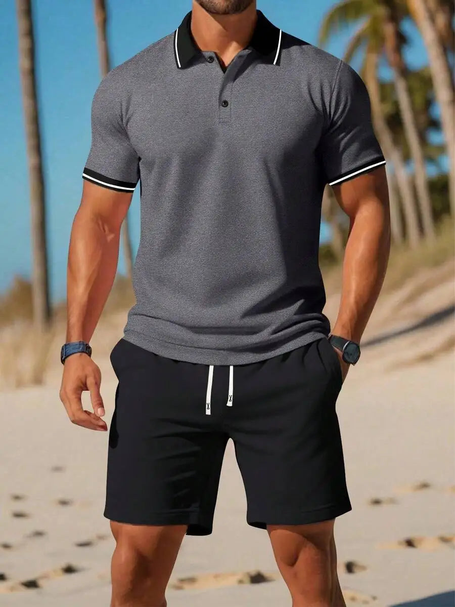 Men's Shirt And Shorts Set Casual Summer Activewear Breathable