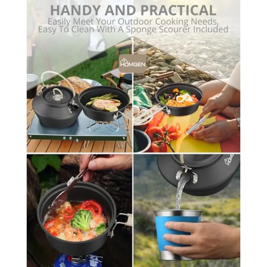 OLOEY Ultralight Anodized Aluminum Camping Cookware Set for Two