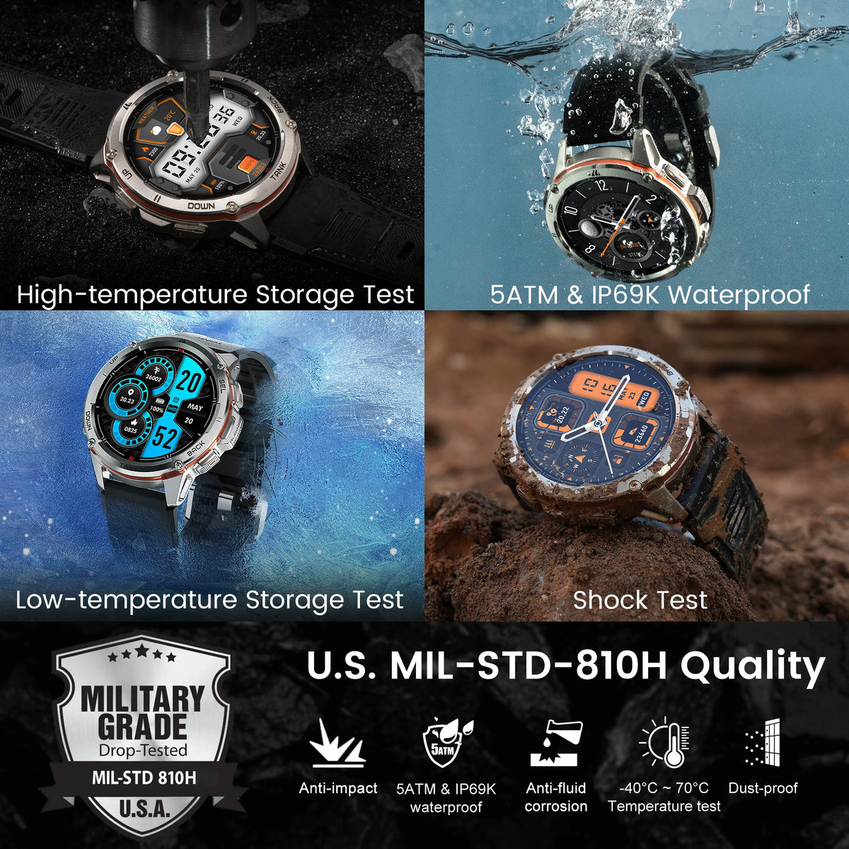 Kospet Tank T3 Ultra GPS Smartwatch Rugged Amoled Fitness Tracker