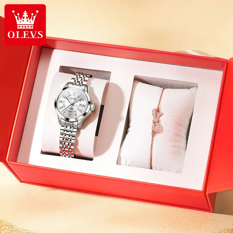 OLEVS 3620 Women's Luxury Diamond Quartz Watch Calendar