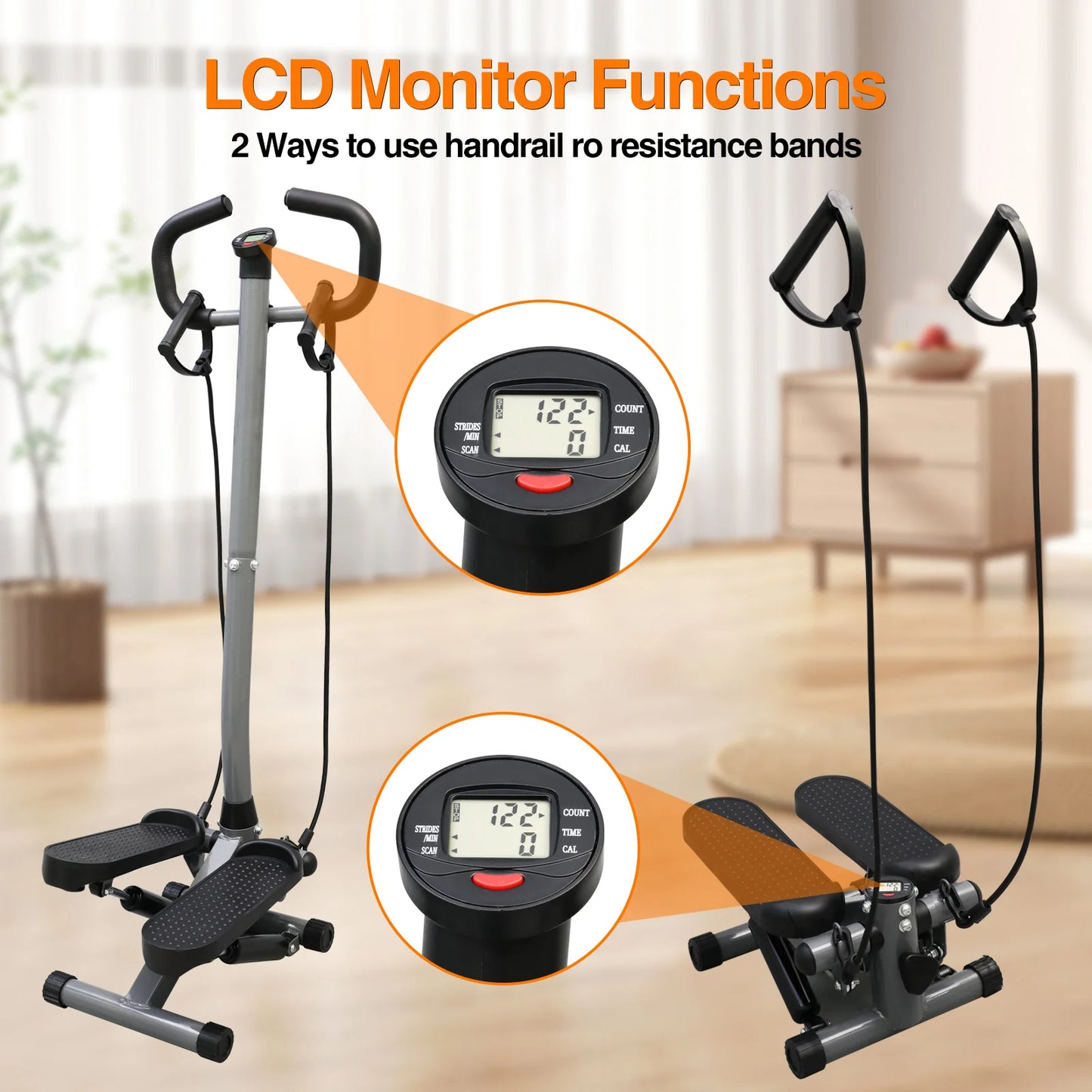 NON Exercise Stepper Machine with LCD Monitor for Home Gym