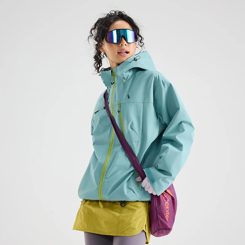 Unisex Waterproof Hiking Jacket Hooded Windbreaker For Outdoor Activities