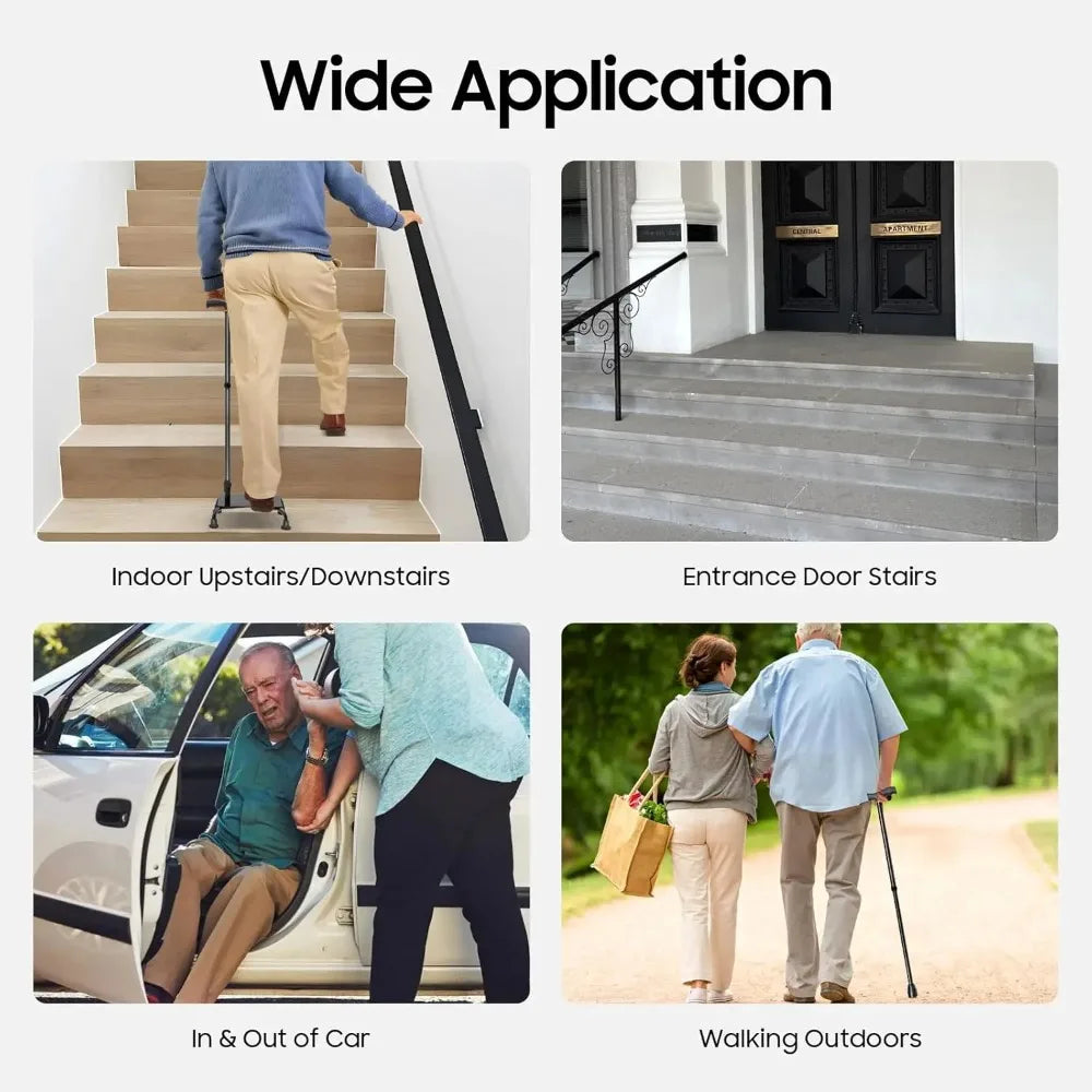 Stair Climbing Assist Cane Four Leg Anti Slip Aluminum Alloy