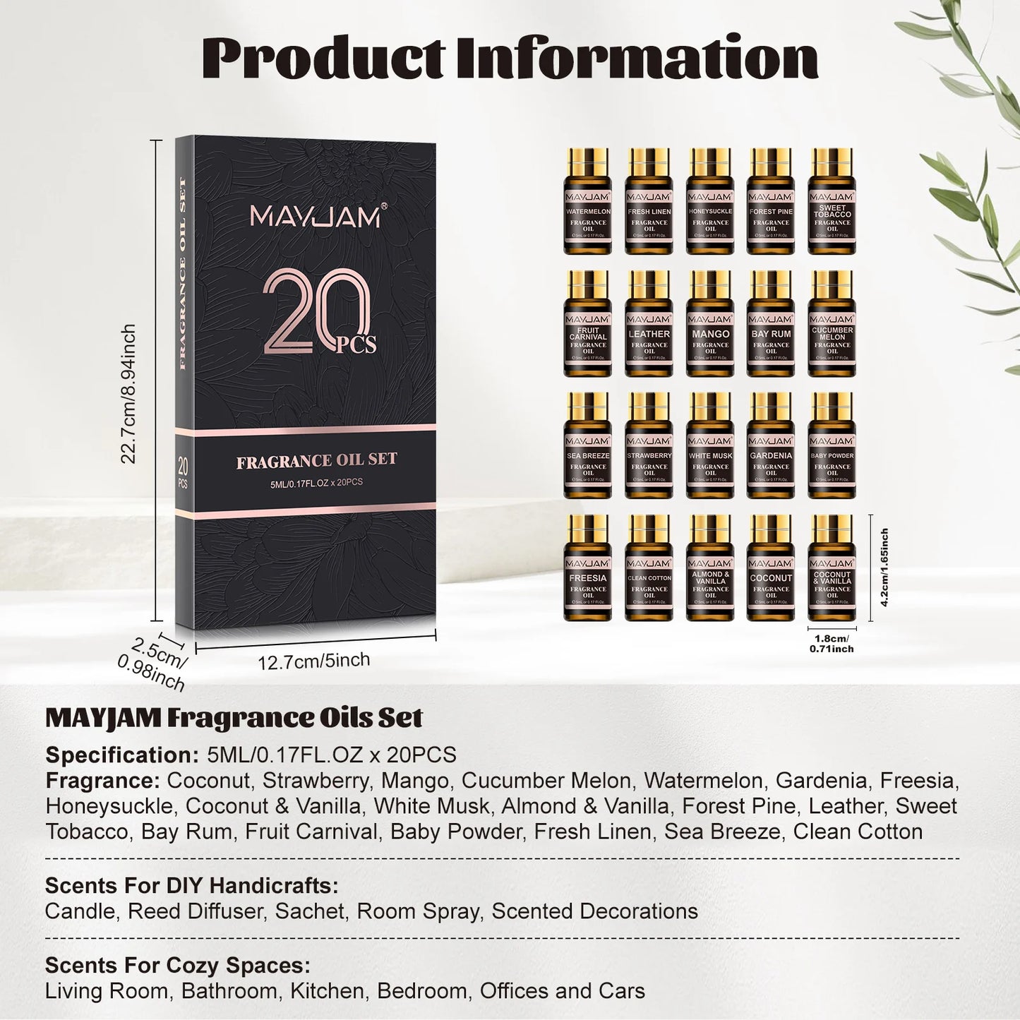 MAYJAM Fragrance Oils Kit Coconut Vanilla Musk Set