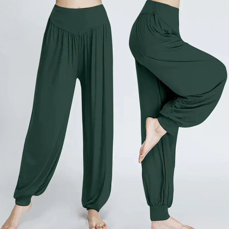 Womens Elastic Loose Casual Yoga Pants Breathable Polyester Dance Sports