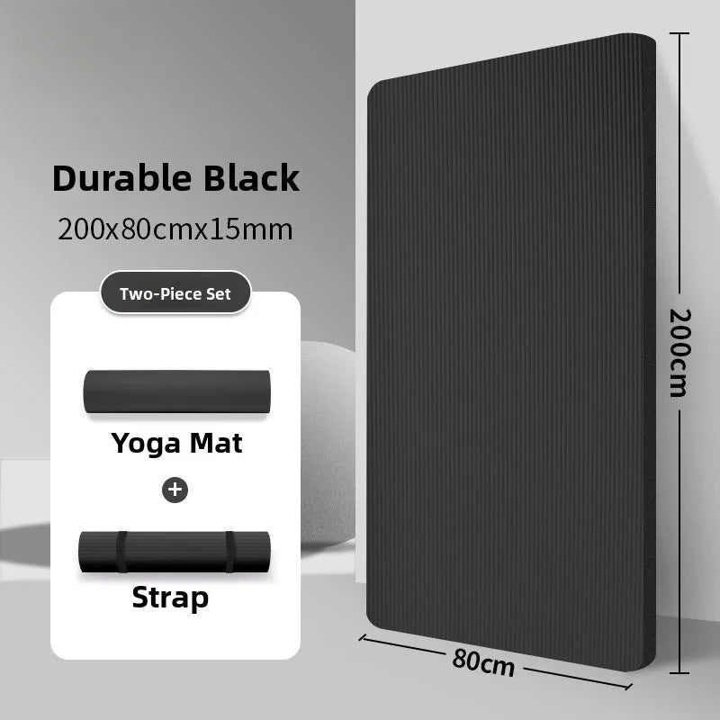 Men's Fitn Yoga Mat Thiened 20mm Wide Long Anti-slip Exercise Yoga Mat for Home Use l Rubber Pure Color Design