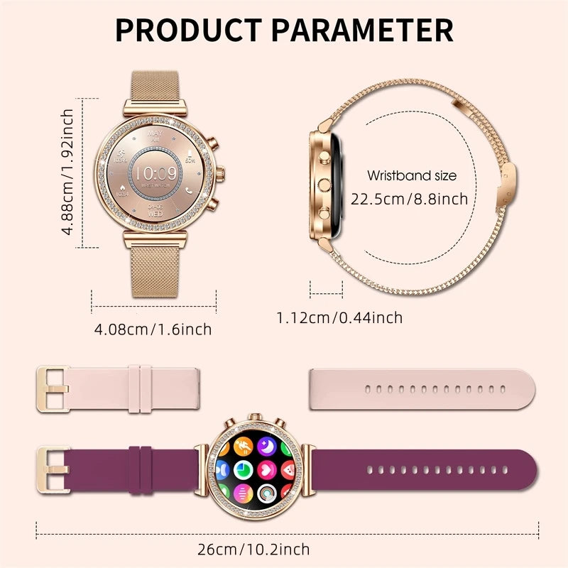 INNOFOVO Ladies Smartwatch With Calls And Messages iPhone Android Compatible