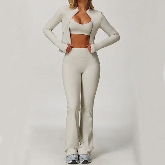 Women Yoga Set 3 Piece Gym Wear High Waist Leggings