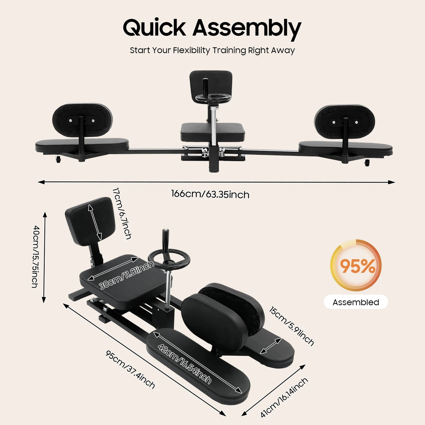 Leg Stretcher Heavy Duty 220lbs For Flexibility Splits Training At Home Gym
