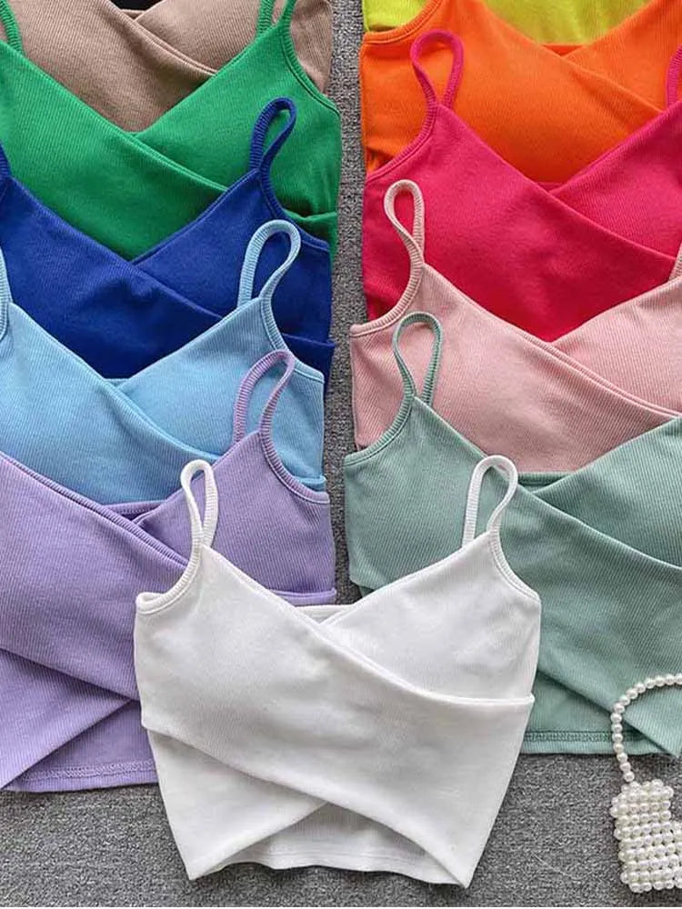 Yezw Irregular Casual Camisole Women Solid Slim Tank Top Strap Design
