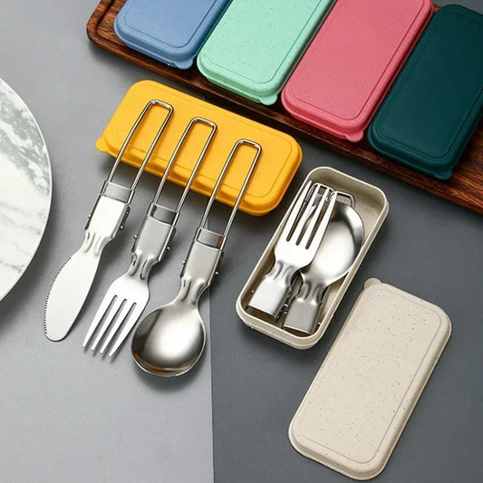 SMHXIANGQIANJIN Outdoor Spoon Fork Set Stainless Steel Camping Tableware